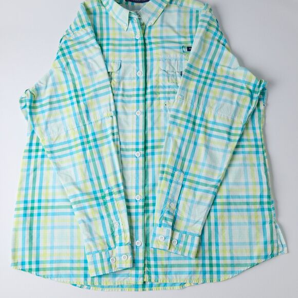 Columbia PFG Super Bahama Vtg Fishing Shirt Mens XL Long Sleeve Plaid UPF - Picture 8 of 11